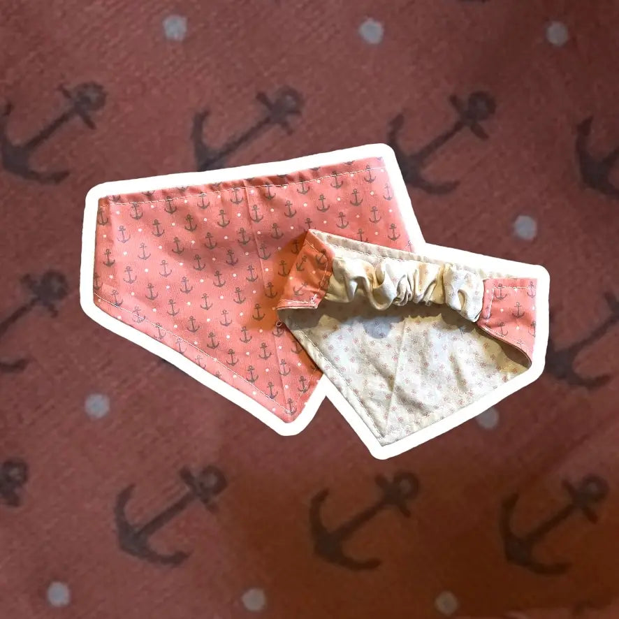 Salmon Anchor Reversible Pet Bandana