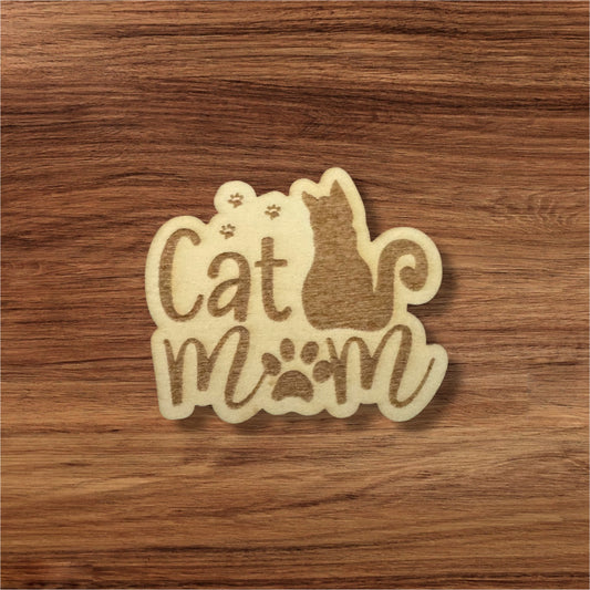 Cat Mom Wooden Pin