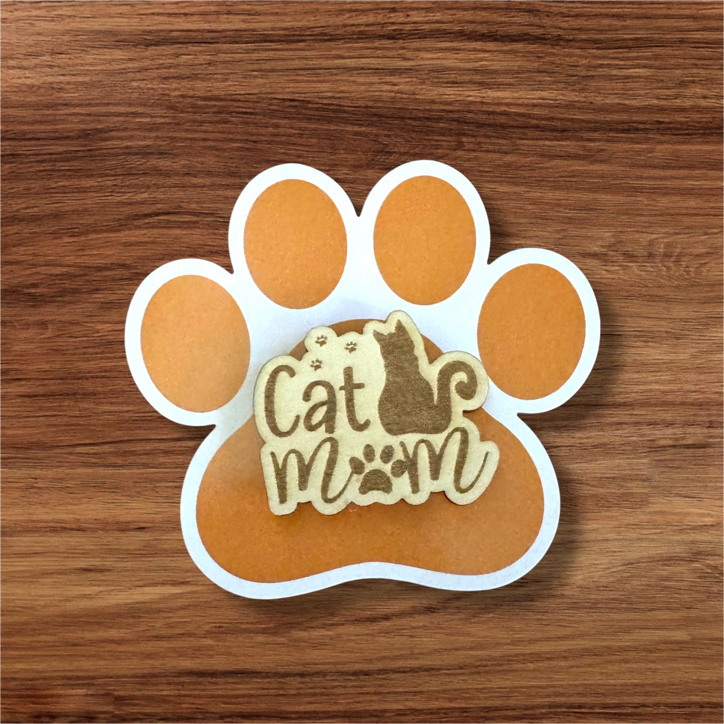 Cat Mom Wooden Pin